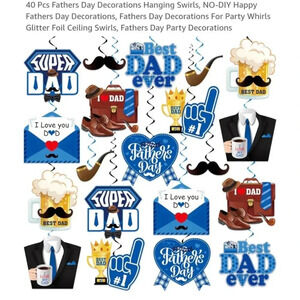 Father's Day Party Hanging Swirls Decorations‎ Blue
